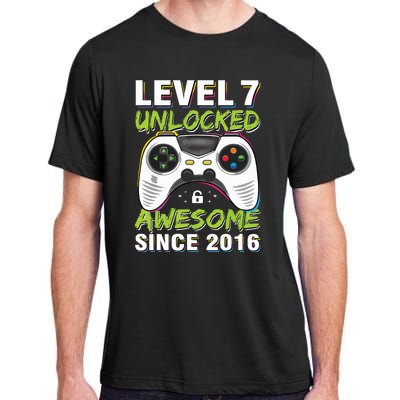 Level 7 Unlocked Awesome Since 2016 7th Birthday Gaming Adult ChromaSoft Performance T-Shirt