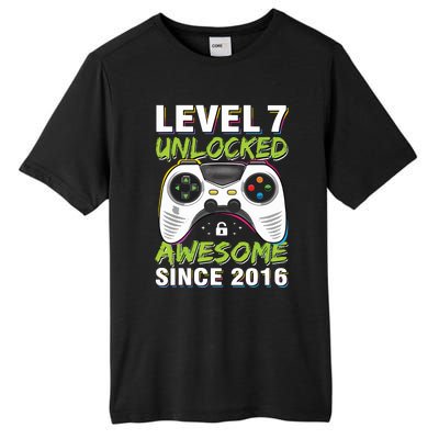 Level 7 Unlocked Awesome Since 2016 7th Birthday Gaming Tall Fusion ChromaSoft Performance T-Shirt