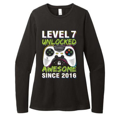 Level 7 Unlocked Awesome Since 2016 7th Birthday Gaming Womens CVC Long Sleeve Shirt