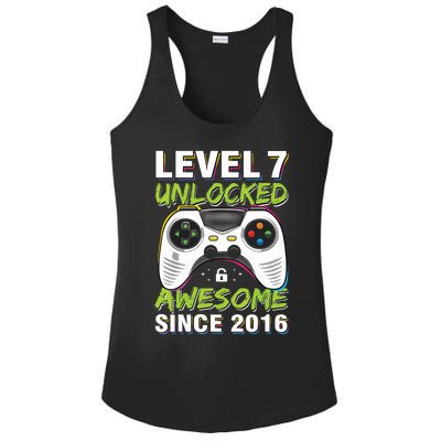 Level 7 Unlocked Awesome Since 2016 7th Birthday Gaming Ladies PosiCharge Competitor Racerback Tank