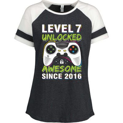 Level 7 Unlocked Awesome Since 2016 7th Birthday Gaming Enza Ladies Jersey Colorblock Tee