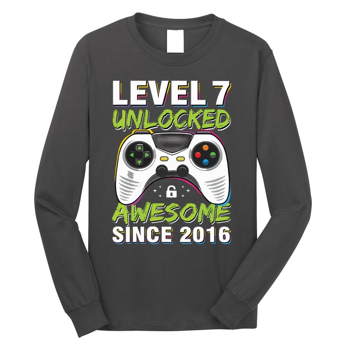 Level 7 Unlocked Awesome Since 2016 7th Birthday Gaming Long Sleeve Shirt