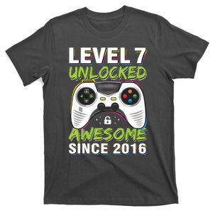 Level 7 Unlocked Awesome Since 2016 7th Birthday Gaming T-Shirt