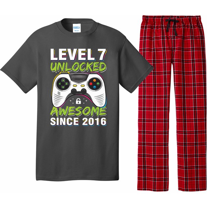 Level 7 Unlocked Awesome Since 2016 7th Birthday Gaming Pajama Set