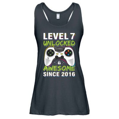 Level 7 Unlocked Awesome Since 2016 7th Birthday Gaming Ladies Essential Flowy Tank