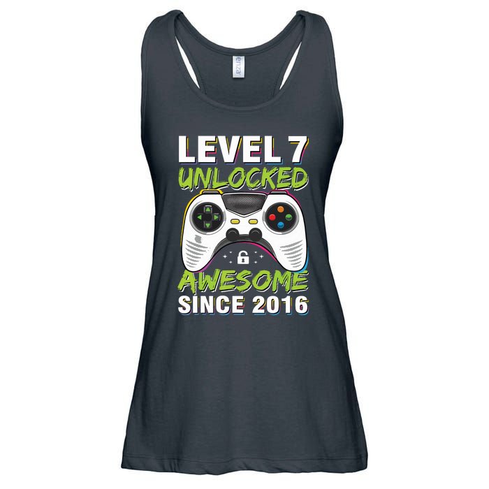 Level 7 Unlocked Awesome Since 2016 7th Birthday Gaming Ladies Essential Flowy Tank