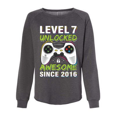 Level 7 Unlocked Awesome Since 2016 7th Birthday Gaming Womens California Wash Sweatshirt