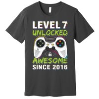 Level 7 Unlocked Awesome Since 2016 7th Birthday Gaming Premium T-Shirt