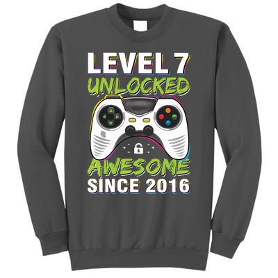 Level 7 Unlocked Awesome Since 2016 7th Birthday Gaming Tall Sweatshirt