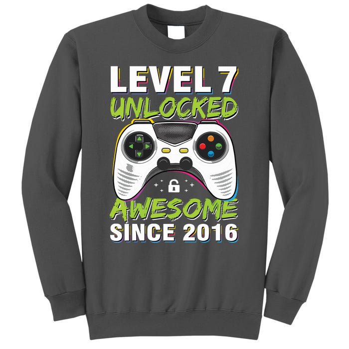 Level 7 Unlocked Awesome Since 2016 7th Birthday Gaming Tall Sweatshirt