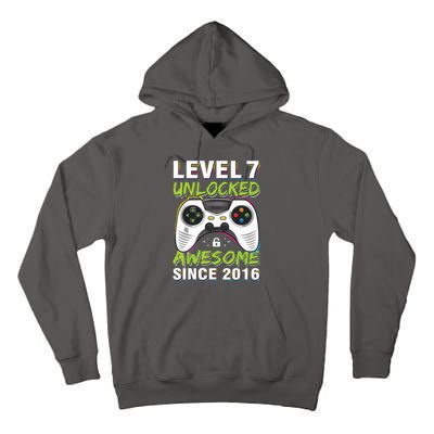 Level 7 Unlocked Awesome Since 2016 7th Birthday Gaming Tall Hoodie