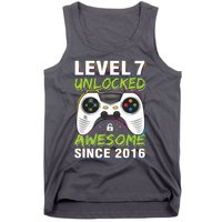 Level 7 Unlocked Awesome Since 2016 7th Birthday Gaming Tank Top