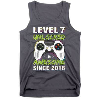 Level 7 Unlocked Awesome Since 2016 7th Birthday Gaming Tank Top