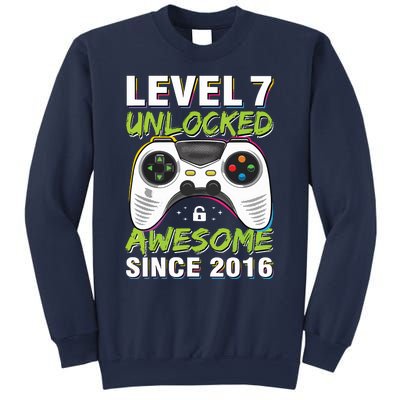 Level 7 Unlocked Awesome Since 2016 7th Birthday Gaming Sweatshirt