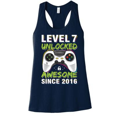 Level 7 Unlocked Awesome Since 2016 7th Birthday Gaming Women's Racerback Tank