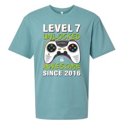 Level 7 Unlocked Awesome Since 2016 7th Birthday Gaming Sueded Cloud Jersey T-Shirt