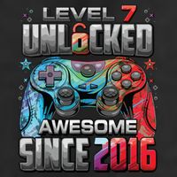 Level 7 Unlocked Awesome Since 2016 7th Birthday Gaming Cool Comfort Performance Bucket Hat