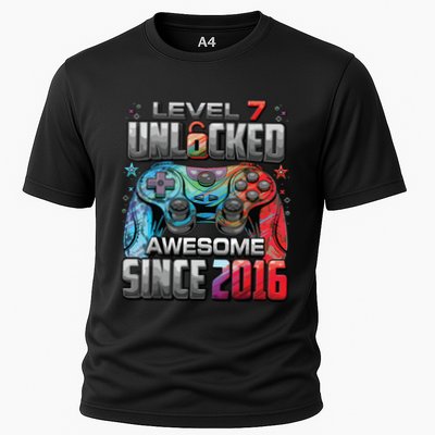 Level 7 Unlocked Awesome Since 2016 7th Birthday Gaming Performance Shirt