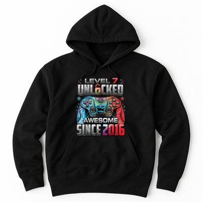 Level 7 Unlocked Awesome Since 2016 7th Birthday Gaming Hoodie