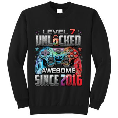 Level 7 Unlocked Awesome Since 2016 7th Birthday Gaming Sweatshirt