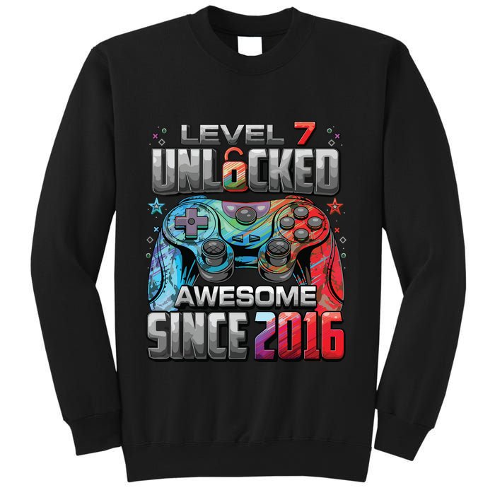 Level 7 Unlocked Awesome Since 2016 7th Birthday Gaming Sweatshirt