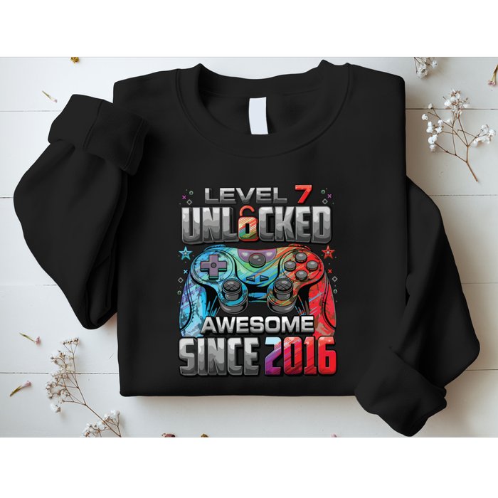 Level 7 Unlocked Awesome Since 2016 7th Birthday Gaming Sweatshirt