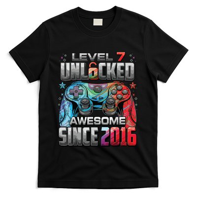 Level 7 Unlocked Awesome Since 2016 7th Birthday Gaming T-Shirt