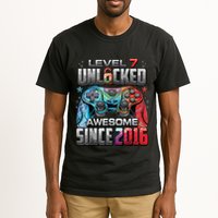 Level 7 Unlocked Awesome Since 2016 7th Birthday Gaming Tall T-Shirt