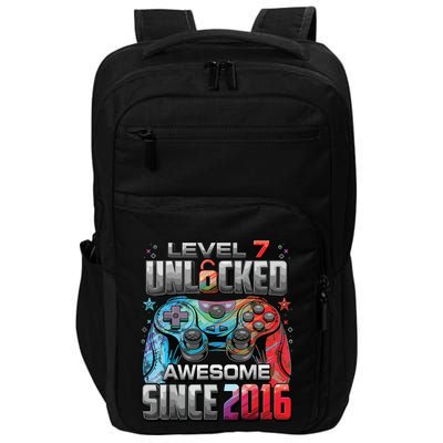 Level 7 Unlocked Awesome Since 2016 7th Birthday Gaming Impact Tech Backpack