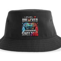 Level 7 Unlocked Awesome Since 2016 7th Birthday Gaming Sustainable Bucket Hat