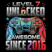 Level 7 Unlocked Awesome Since 2016 7th Birthday Gaming Sustainable Bucket Hat