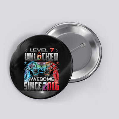 Level 7 Unlocked Awesome Since 2016 7th Birthday Gaming Button