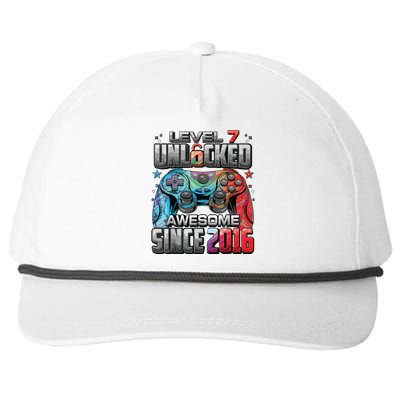 Level 7 Unlocked Awesome Since 2016 7th Birthday Gaming Snapback Five-Panel Rope Hat