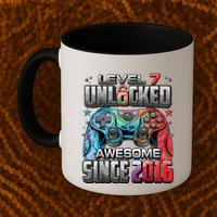 Level 7 Unlocked Awesome Since 2016 7th Birthday Gaming Mug