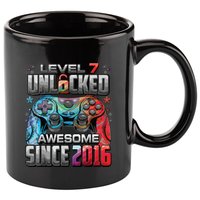 Level 7 Unlocked Awesome Since 2016 7th Birthday Gaming 11oz C Handle Ceramic Mug