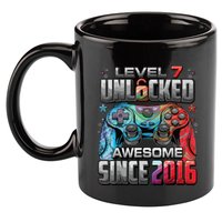 Level 7 Unlocked Awesome Since 2016 7th Birthday Gaming 11oz C Handle Ceramic Mug