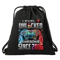 Level 7 Unlocked Awesome Since 2016 7th Birthday Gaming Drawstring Bag