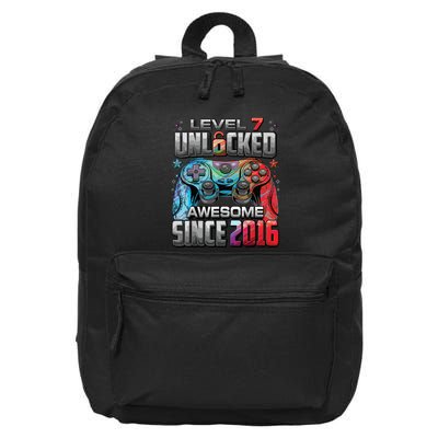 Level 7 Unlocked Awesome Since 2016 7th Birthday Gaming 16 in Basic Backpack