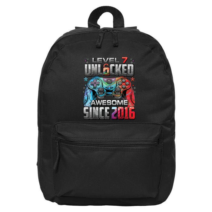 Level 7 Unlocked Awesome Since 2016 7th Birthday Gaming 16 in Basic Backpack