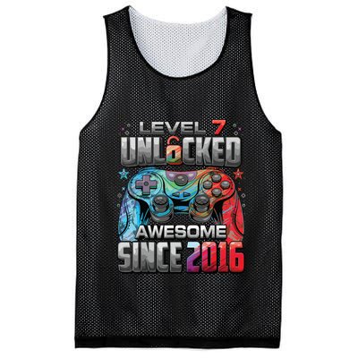 Level 7 Unlocked Awesome Since 2016 7th Birthday Gaming Mesh Reversible Basketball Jersey Tank