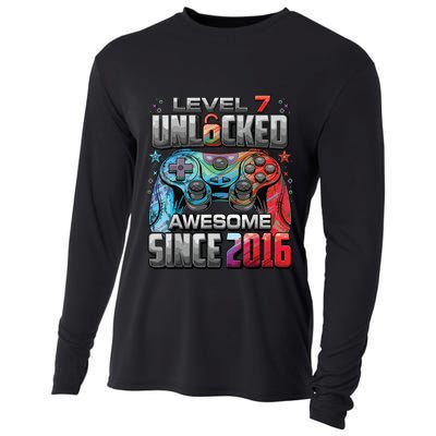 Level 7 Unlocked Awesome Since 2016 7th Birthday Gaming Cooling Performance Long Sleeve Crew