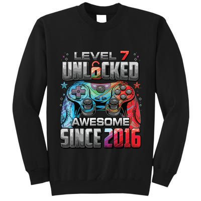 Level 7 Unlocked Awesome Since 2016 7th Birthday Gaming Tall Sweatshirt