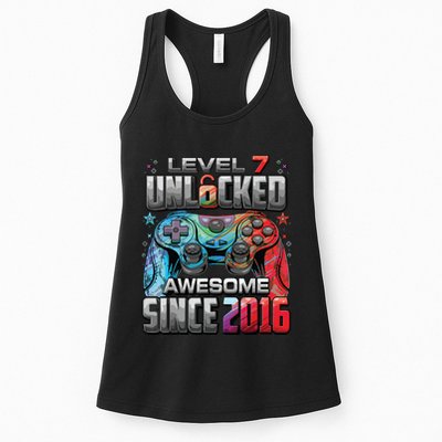 Level 7 Unlocked Awesome Since 2016 7th Birthday Gaming Womens Tank Top