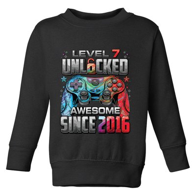 Level 7 Unlocked Awesome Since 2016 7th Birthday Gaming Toddler Sweatshirt