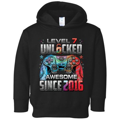 Level 7 Unlocked Awesome Since 2016 7th Birthday Gaming Toddler Hoodie