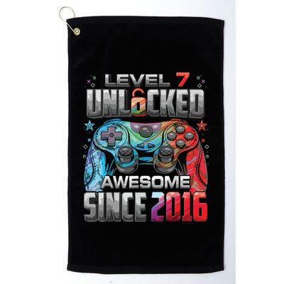 Level 7 Unlocked Awesome Since 2016 7th Birthday Gaming Golf Towel