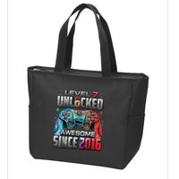 Level 7 Unlocked Awesome Since 2016 7th Birthday Gaming Zip Tote Bag