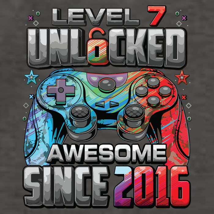 Level 7 Unlocked Awesome Since 2016 7th Birthday Gaming Vector Backpack