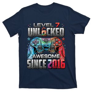 Level 7 Unlocked Awesome Since 2016 7th Birthday Gaming T-Shirt