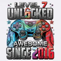 Level 7 Unlocked Awesome Since 2016 7th Birthday Gaming Garment-Dyed Sweatshirt